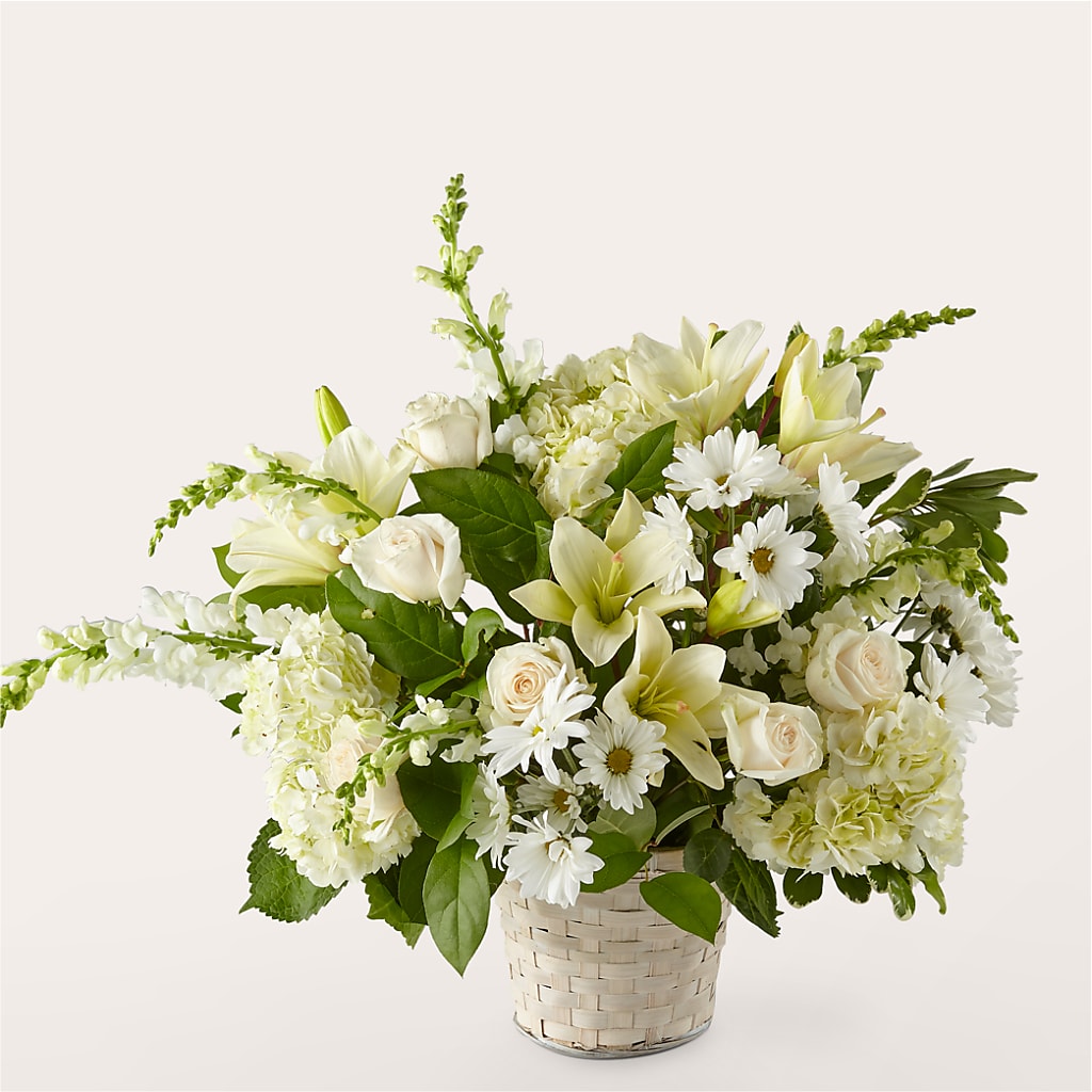 Ivory Elegance Floral Basket – Waynesboro Emporium, Waynesboro GA