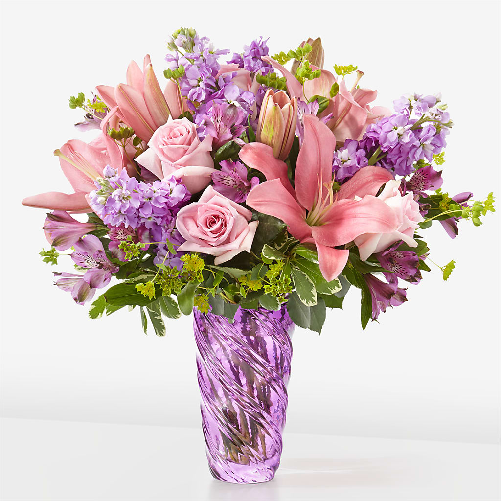 Precious Petals Bouquet with Luxe Swirl Vase – Waynesboro Emporium, Waynesboro GA