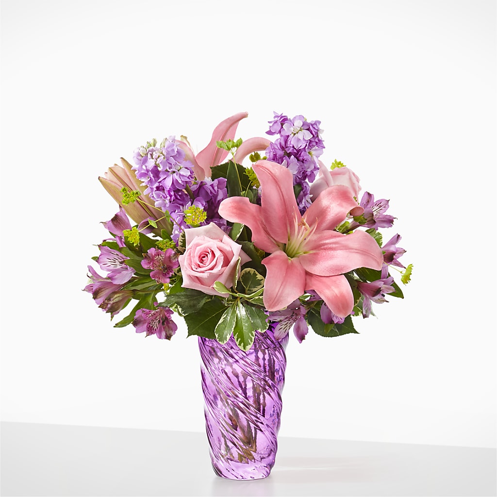 Precious Petals Bouquet with Luxe Swirl Vase – Waynesboro Emporium, Waynesboro GA