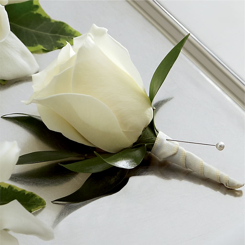 White Rose Boutonniere – Waynesboro Emporium, Waynesboro GA
