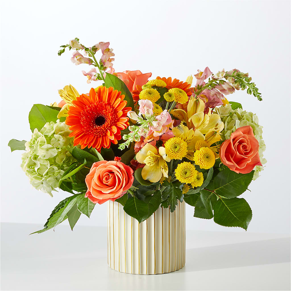 Autumn Sunshine Bouquet with Ivory Vase –  Waynesboro Emporium, Waynesboro GA