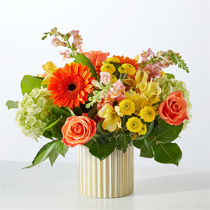 Autumn Sunshine Bouquet with Ivory Vase –  Waynesboro Emporium, Waynesboro GA